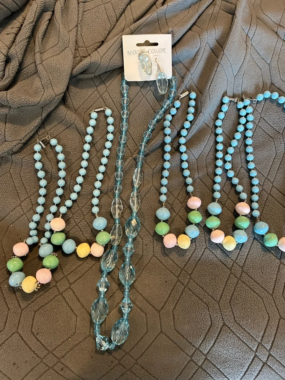 Private Label Blue & Pastel Bead Necklace and Bracelet Set